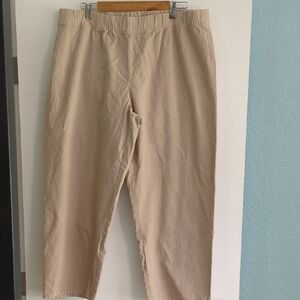 Eileen Fisher Women's Khaki Organic Cotton Hemp Mix Straight Leg Chinos Sz XL